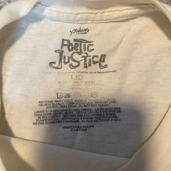 Retro Style Tupac Poetic Justice  Graphic Tee Hip Hop Merch Streetwear Cream - Picture 8 of 8